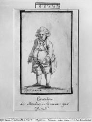 Caricature of Andre Boniface Louis of Riqueti, Viscount of Mirabeau, nicknamed Mirabeau-Tonneau (pen & brown ink & grey wash on paper) | Obraz na stenu