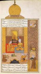Ms D-212 fol.205b Bahram (420-28) Visits the Princess of Turkestan, illustration to 'The Seven Princesses', 1199, by Elias Nezami (1140-1209) c.1550 (gouache on paper) | Obraz na stenu