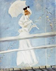 Young Woman with a Parasol on a Jetty (oil on canvas) | Obraz na stenu