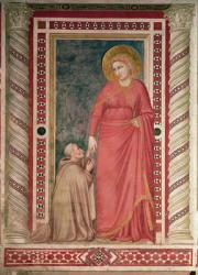 Bishop Pontano kneeling before St. Mary Magdalene, Magdalene Chapel, c.1320 (fresco) | Obraz na stenu