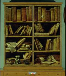 Trompe l'Oeil of a Bookcase, 1710-20 (oil on canvas) | Obraz na stenu