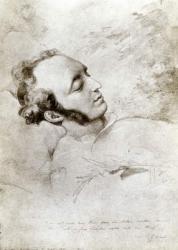 Felix Mendelssohn (1809-47) on his deathbed, c.1847 (pencil on paper) (b/w photo) | Obraz na stenu