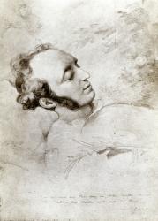 Felix Mendelssohn (1809-47) on his deathbed, c.1847 (pencil on paper) (b/w photo) | Obraz na stenu