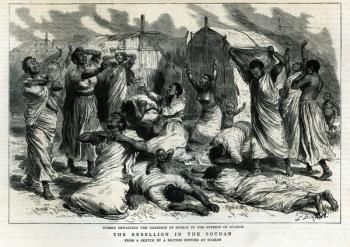 Women bewailing the garrison of Sinkat in the streets of Suakim, The Rebellion in the Soudan, from 'The Graphic', 8th March 1884 (engraving) | Obraz na stenu