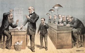 Mr Gladstone and his Clerks, from 'St. Stephen's Review Presentation Cartoon', 1 May 1886 (colour litho) | Obraz na stenu