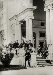 Residents of Villa Medici in Rome, photo sent and dedicated by Claude Debussy (1862-1918) to his parents, 1884-85 (b/w photo) | Obraz na stenu