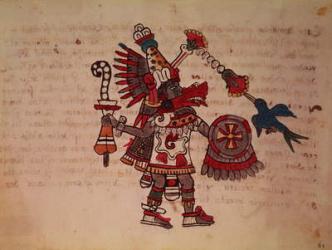Quetzalcoatl, the plumed serpent, god of the wind, learning and the priesthood, master of life, creator and civiliser, patron of every art and inventor of metallurgy (vellum) | Obraz na stenu