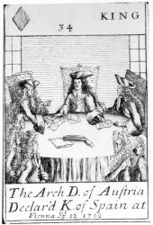 The Archduke of Austria Declared King of Spain at Vienna, 12 September 1702, King of Diamonds playing card from a set commemorating the War of the Spanish Succession (1702-13) | Obraz na stenu