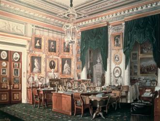 The Study of Alexander III (1845-94) at Gatchina Palace, c.1881 (w/c on paper) | Obraz na stenu