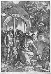 The descent of Christ into Limbo, from 'The Great Passion' series, 1510 (woodcut) (b/w photo) | Obraz na stenu