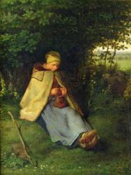 A Knitter or a Seated Shepherdess Knitting, 1858-60 (oil on canvas) | Obraz na stenu