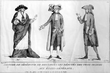 Ceremonial Costumes of the Deputies of the Trois Ordres aux Etats-Generaux, 4th May 1789 (engraving) (b/w photo) | Obraz na stenu