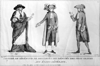 Ceremonial Costumes of the Deputies of the Trois Ordres aux Etats-Generaux, 4th May 1789 (engraving) (b/w photo) | Obraz na stenu