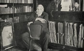 Edmond de Goncourt (1822-96) in his study (b/w photo) | Obraz na stenu