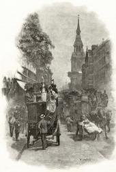 Cheapside and Bow Church Steeple, from 'London Pictures: Drawn with Pen and Pencil', by Rev. Richard Lovett, published 1890 (litho) | Obraz na stenu