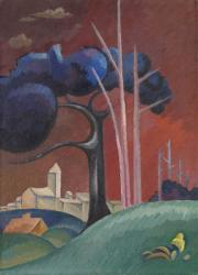 Landscape with Factory by Lake, II, (oil on canvas) | Obraz na stenu