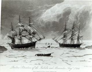 Perilous Situation of the Isabella and Alexander, 7th August 1819 (engraving) (b/w photo) | Obraz na stenu