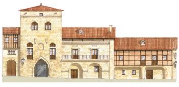 Traditional houses. Santillana del Mar, Cantabria, Spain | Obraz na stenu