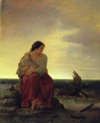 Fisherman's Wife Mourning on the Beach (oil on canvas) | Obraz na stenu