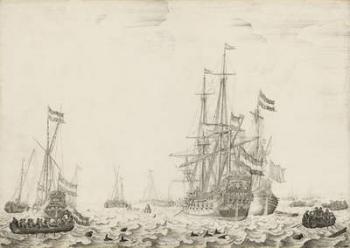 Dutch Ships near the Coast, early 1650s (oil on panel) | Obraz na stenu