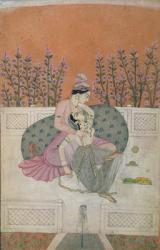 Lovers on a Terrace, Pahari (gouache on paper) | Obraz na stenu