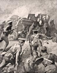 British soldiers bayonet charge German gunners, from 'The War Illustrated Album deLuxe', published in London, 1916 (litho) | Obraz na stenu