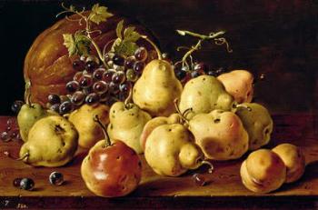 Still Life with quinces, peaches, grapes and pumpkin (oil on canvas) | Obraz na stenu