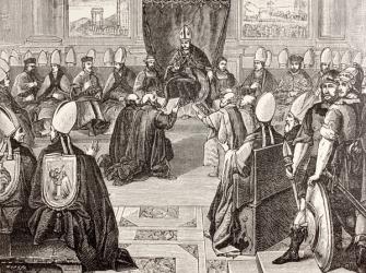 The Council of Vienne, from 'Military and Religious Life in the Middle Ages' by Paul Lacroix, published London c.1880 (litho) | Obraz na stenu