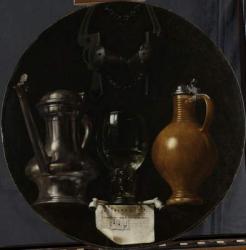 Emblematic Still Life with Flagon, Glass, Jug and Bridle, 1614 (oil on panel) | Obraz na stenu