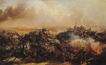 The Battle of Sebastopol, central section of triptych, after 1855 (oil on canvas) (see also 70336 & 70338) | Obraz na stenu