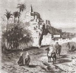 Town of Metlili Chaamba, Algeria North Africa in the 19th century. From Africa by Keith Johnston, published 1884. | Obraz na stenu