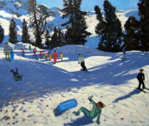 Blue Sledge, Belle Plagne (oil on canvas) | Obraz na stenu