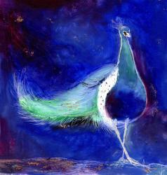 Peacock Blue, 2013, (oil & gold leaf on card) | Obraz na stenu