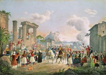 Entrance of Otto (1815-67) of Bavaria into Nauplia, 6th February 1833 (coloured engraving) | Obraz na stenu