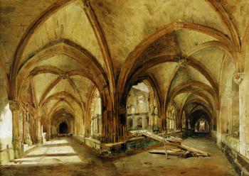 The Cloisters of St. Wandrille, c.1825-30 (oil on canvas) | Obraz na stenu