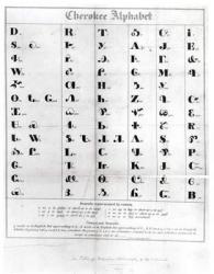 Cherokee Alphabet, from Pendelton's 'Lithography', 1835 (engraving) (b&w photo) | Obraz na stenu