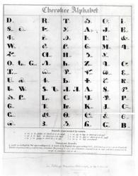 Cherokee Alphabet, from Pendelton's 'Lithography', 1835 (engraving) (b&w photo) | Obraz na stenu