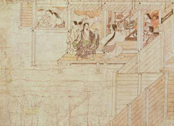 Detail from Shigisan Engi Emaki, Kamakura Period (pen & ink on paper) | Obraz na stenu