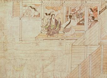 Detail from Shigisan Engi Emaki, Kamakura Period (pen & ink on paper) | Obraz na stenu