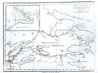 Map of the parts of Europe and Asia adjacent to Constantinople, from 'The History of the Decline and Fall of the Roman Empire' Vol 9, by Edward Gibbon, 1808 (litho) (b/w photo) | Obraz na stenu