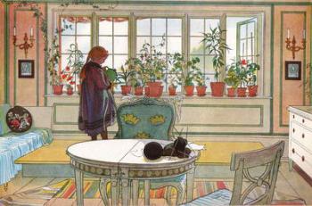 Flowers on the Windowsill, from 'A Home' series, c.1895 (w/c on paper) | Obraz na stenu