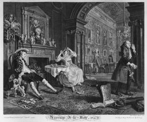 Marriage a la Mode, Plate II, The Tete a Tete, 1745 (engraving) | Obraz na stenu