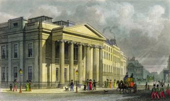 The New College of Physicians, Pall Mall, East, engraved by Thomas Barber (1768-1843) (colour engraving) | Obraz na stenu