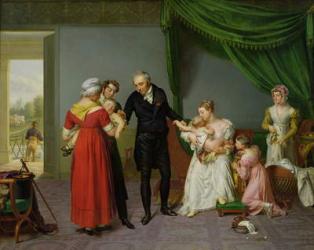 Baron Jean Louis Alibert (1768-1837) performing the vaccination against smallpox in the Chateau of Liancourt, c. 1820 (oil on canvas) | Obraz na stenu
