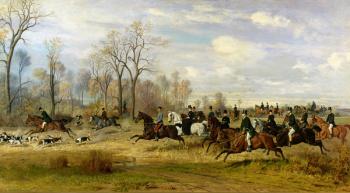 Emperor Franz Joseph I of Austria hunting to hounds with the Countess Larisch in Silesia, 1882 | Obraz na stenu