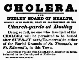 Dudley Board of Health poster announcing the burial procedure for people who have died of Cholera, c.1840's (litho) (b/w photo) | Obraz na stenu