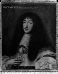 Portrait of Philippe (1640-1701) Duc d'Orleans (oil on canvas) (b/w photo) | Obraz na stenu