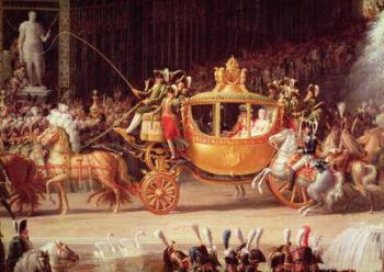 The Entry of Napoleon (1769-1821) and Marie-Louise (1791-1847) into the Tuileries Gardens on the Day of their Wedding, 2nd April 1810, detail of the carriage, 1810 (oil on canvas) (see also 155379 & 335481) | Obraz na stenu