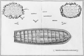 Plan of a vessel lined up to the false deck, illustration from the 'Atlas de Colbert', plate 14 (pencil & w/c on paper) (b/w photo) | Obraz na stenu