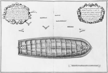 Plan of a vessel lined up to the false deck, illustration from the 'Atlas de Colbert', plate 14 (pencil & w/c on paper) (b/w photo) | Obraz na stenu